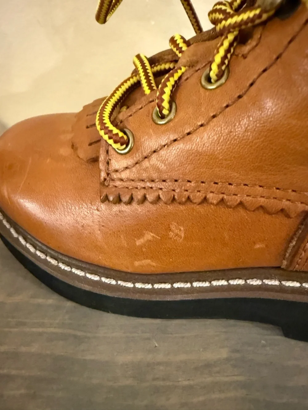 9.5 Boys Georgia Brown Leather Boots - Lace Up